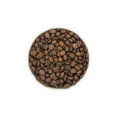 Obraz premium Roasted Coffee Beans in White Bowl on Transparent Background
