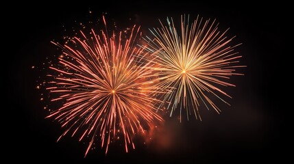 Obraz premium Colorful fireworks burst in the night sky, celebrating joy and wonder.