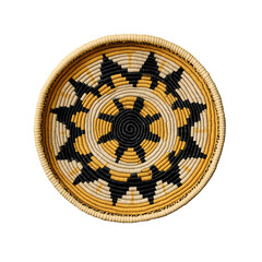 Wall basket with radial star pattern in yellow, black and cream, 
