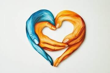 abstract logo of two joined hands creating heart-like form, symbol of motherhood and care, white background