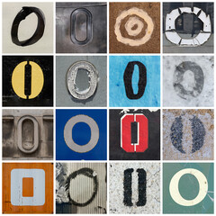Collection of 16 capital O letters taken on urban streets