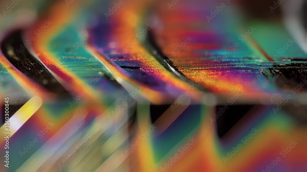 Poster colorful layers of zinc bromide on a paper card display varying thickness and opacity, creating a me