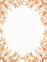 Autumn Leaf Frame Border, Watercolor Style