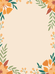 Orange & Green Floral Frame Border
