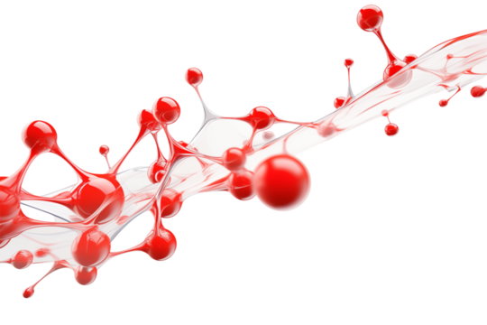 Red Molecular Structure: Abstract Science Background for Presentations & Designs isolated on transparent background png
