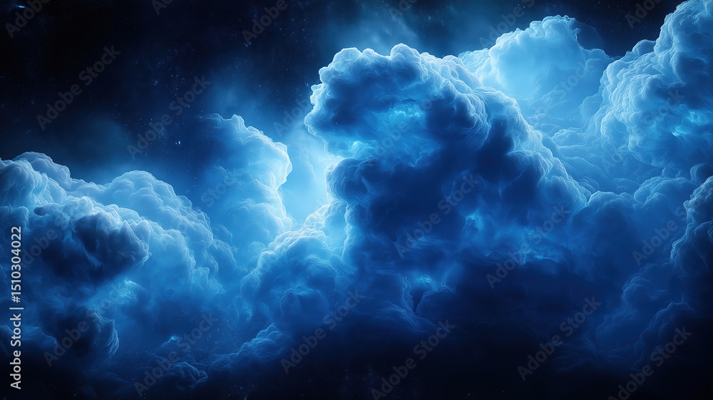 Poster digital cloud network with a glowing blue cloud representing modern connectivity and data access