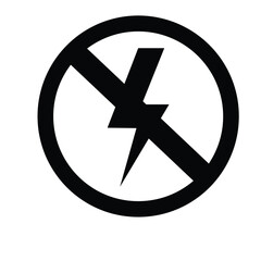 No Electricity Sign: A bold and clear symbol denoting a prohibition of electricity, commonly found in safety and hazard warnings.