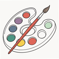 Artistic paint palette with brush in a simplified illustration style ready for creative projects