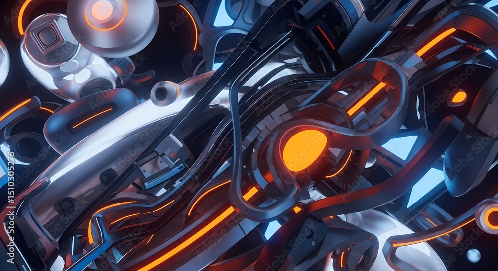 Poster exploration of intricate ai patterns within a futuristic digital landscape filled with vibrant neon 