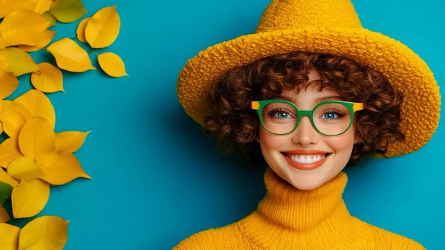 Autumnal Cheer: A Portrait of Joyful Young Woman
