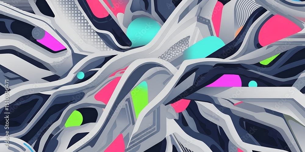Poster illuminating pathways of creativity in a futuristic digital landscape showcasing vibrant colors and 