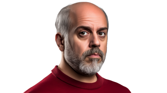 Serious Middle Aged Man Portrait Isolated, cut out transparent