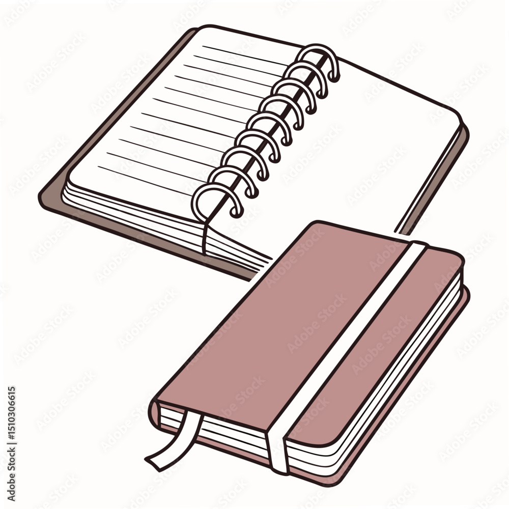 Poster notebooks illustration with transparency suitable for creative stationary and planning projects on a