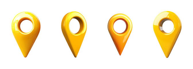 Map Pointer Icons PNG – Location Markers Set on Transparent Background for Navigation, Travel Apps, GPS Interfaces, Digital Maps, and UI/UX Design Projects