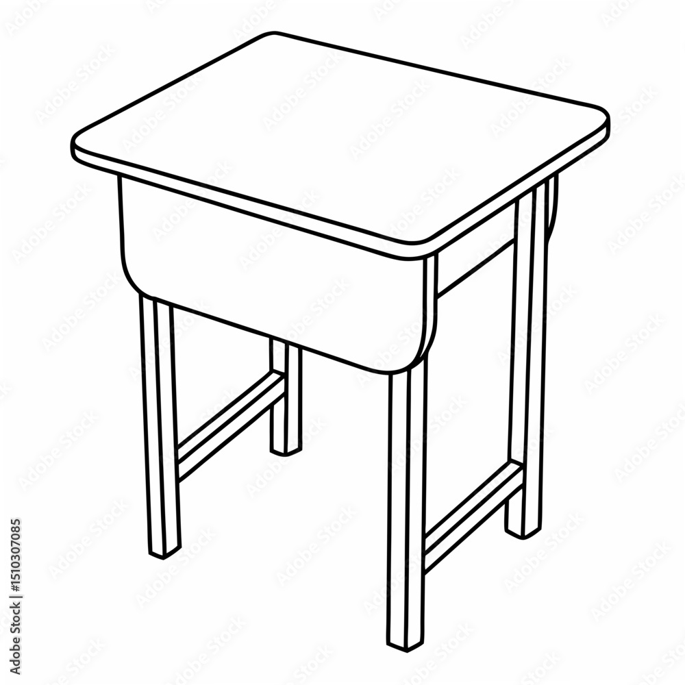 Poster vector illustration of a classic school desk design with clean lines and a white transparency for ve