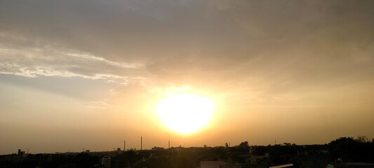 Close up view of sun set. 