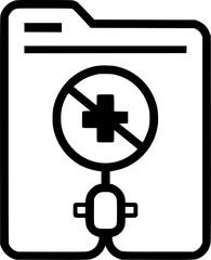 Obraz premium A black white image of a file folder with a prohibition sign over a cross symbol connected to a bottomlike shape