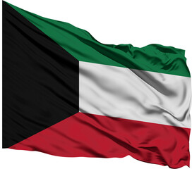 Waving Kuwait Flag on Transparent Background