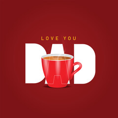 Happy Father's Day A heartwarming tribute with coffee and family, Father's Day logo mnemonic typo Social Media Creative concept idea post web banner poster template greetings card art design 