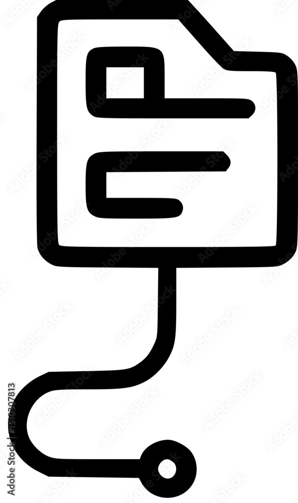 Aufkleber a stylized icon of a document attached to a flexible tube with a small circle at the end