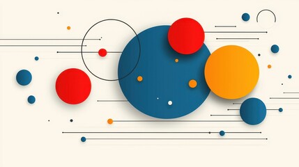 Abstract Geometric Composition with Red, Orange, and Blue Circles
