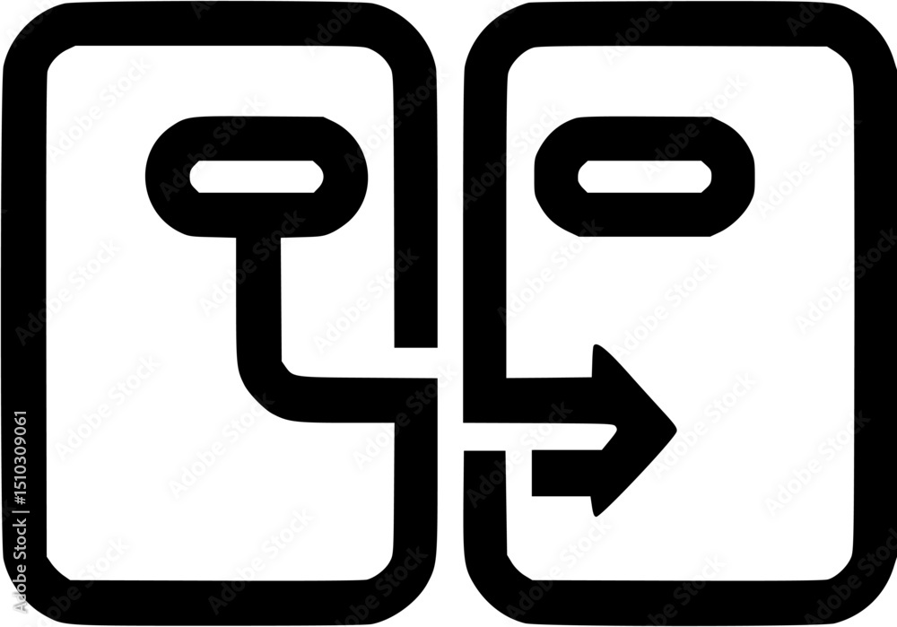 Poster two roundededge rectangles connected by a line with a rightpointing arrow