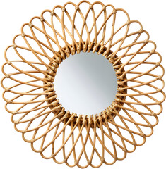 Rustic Wooden Sunburst Mirror PNG – Isolated Decorative Boho Wall Accent on Transparent Background for Modern Interior Design, Home Decor, and Living Room Styling Projects