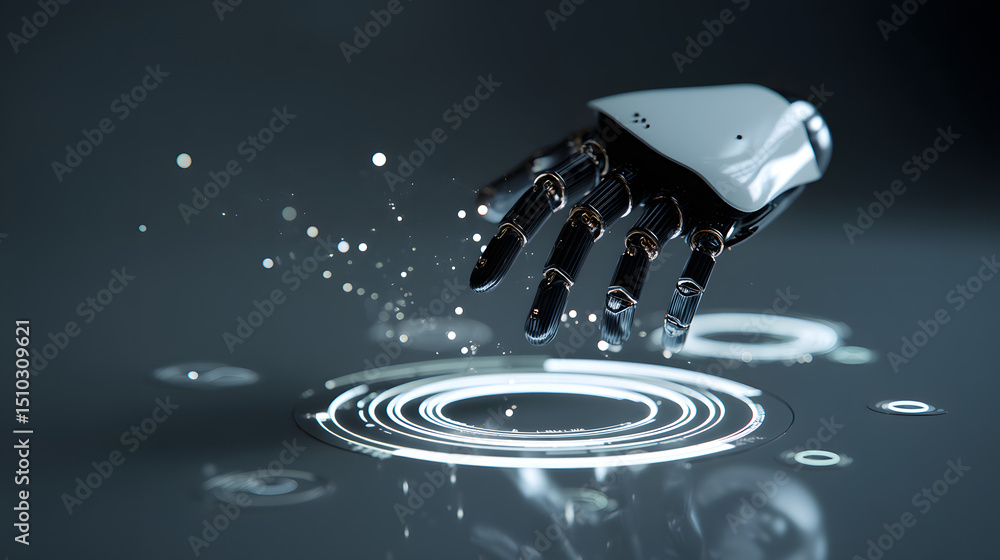 Poster futuristic robotic hand: capturing the seamless blend of technology and precision, the robotic hand 