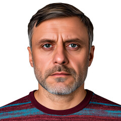 Obraz premium Middle-aged man with serious gaze staring, cut out transparent