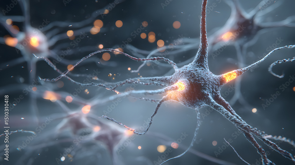 Poster neural network interconnection: a close-up view into the complex world of the human mind, revealing 
