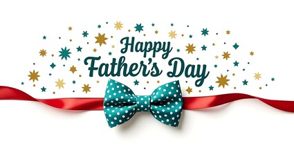 Happy fathers day bow tie with red ribbon and stars