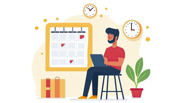 Illustration of time management calendar planning scheduling appointment reminder deadline task