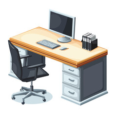 Modern Office Desk Furniture Vector Illustration for Professional Workspaces