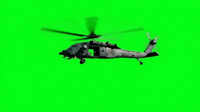 Combat aviation helicopter model for VFX on green screen