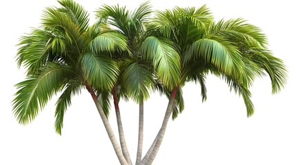 Obraz premium Lush Tropical Palm Trees Group Isolated on White