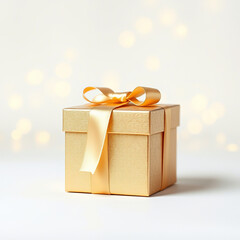 A beautiful golden gift box design with a white background color.