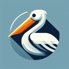 Obraz premium Pelican illustration with a modern design, minimalist style, in blue and white colors