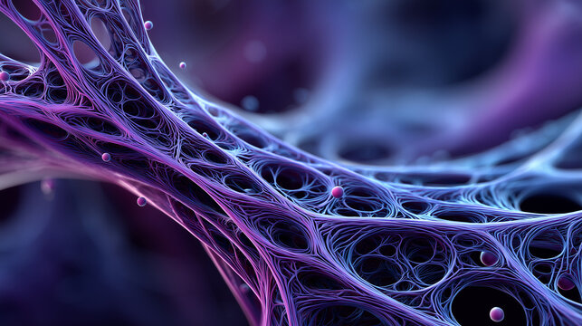 Vibrant visualization of microtubules in abstract form  