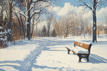 bench in the snow
