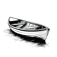 Professional Vector Illustration of Rowing Boat Water Sport in Black and White Colors