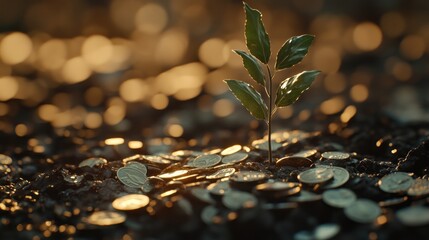 Plant Growing from Coins