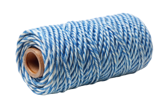 Blue Striped Cotton Baker's Twine Spool Isolated on Transparent Background

