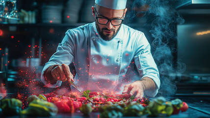 Food tech trends shaping the future of the food industry with chefs and restaurants in modern background