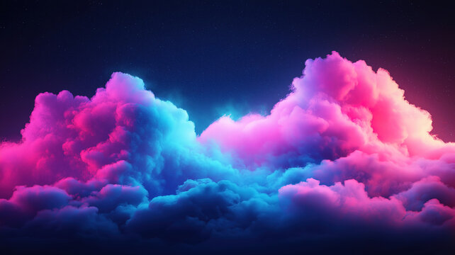 Vibrant digital cloud with pink and blue hues representingcloud optimization algorithms