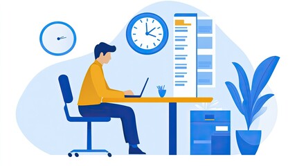Freelancer working from home illustration vector graphic design remote work online job business concept