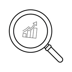 magnifying glass icon with growth chart