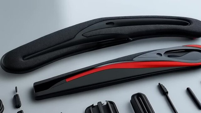 Disassembled multi-tool utility knife with interchangeable parts and accessories for repair and customization
