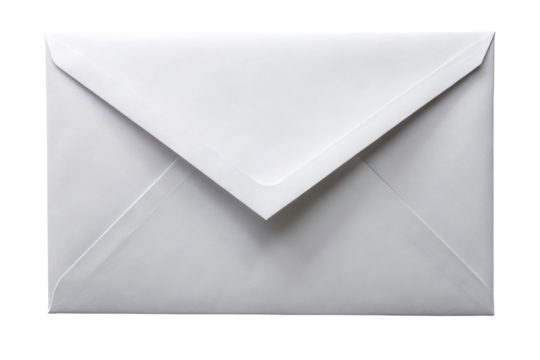 Large Blank White Envelope Isolated on Transparent Background

