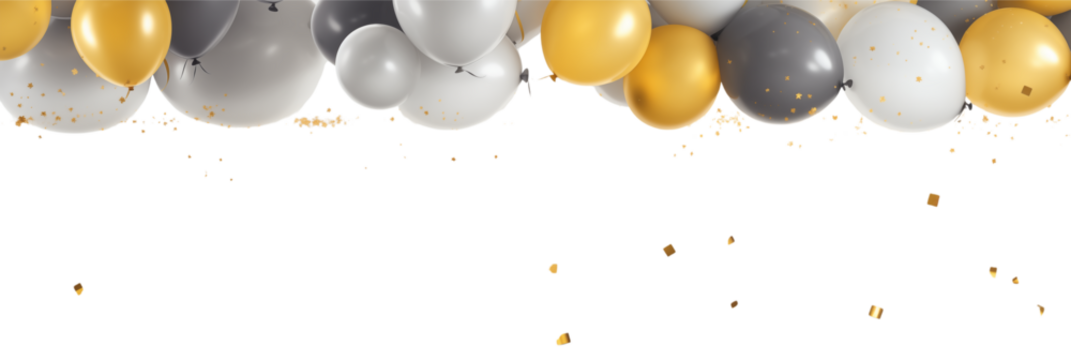 Elegant Gold & Silver Balloons: Festive Background for Celebration isolated on transparent background png