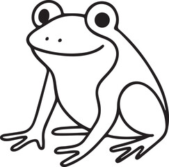 Adorable Frog Logo Concept Line Art Vector
